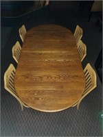 Oak Clawfoot Table with 6 Chairs