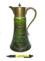 Lotz Art Glass Ewer with brass top & handle,