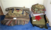 Large lot of early Ingrain Carpets and hook rugs