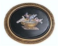 GRAND TOUR MICRO MOSAIC & ONYX PIN IN 14KT GOLD
