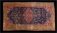 SEMI ANTIQUE HAMADAN AREA CARPET (76 1/2' X 41")