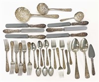 29PCS. STEIFF REPOUSSE STERLING SILVER FLATWARE