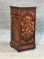 1 DOOR / 1 DRAWER MARQUETRY INLAID HALF COMMODE