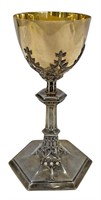 STERLING SILVER & GOLD CHALICE, 9 1/2'" TALL