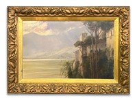 BAY OF NAPLES, INITIALED T.R.S., OIL / BOARD