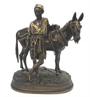 ALFRED DUBUCAND "YOUNG BEDOUIN & HIS MULE" BRONZE