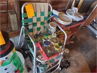 2 Aluminum Lawn Chairs and 3 Shelf Cart