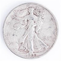 Coin 1933-S Walking Liberty Half Dollar In XF / AU
