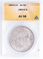 Coin ANACS Graded 1894-O Morgan Dollar - AU-58