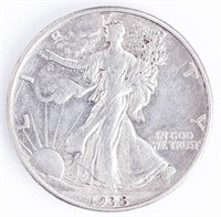 Coin 1938-D Walking Liberty Half Dollar In XF / AU