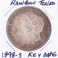 Coin 1898-S Morgan Silver Dollar In Rainbow Toning