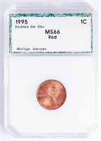 Coin 1995-P PCI Graded Lincoln Cent MS66 RED