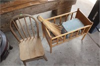 Childs chair & doll crib