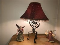 Wrought Iron Lamp and 2 angels