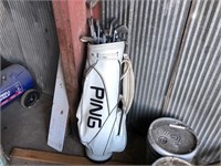 Golf Clubs assorted clubs with Ping bag