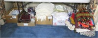 Large Lot of Linens, coverlets, and material