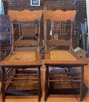 Pair of Wooden Chairs W/ Cane Seats