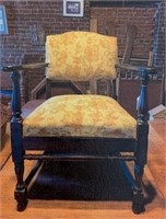 Black Arm Chair W/ Floral Upholstery