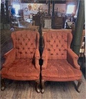 Pair of Red Wing Back Chairs