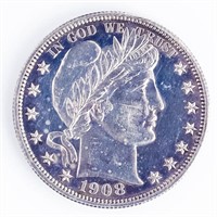 Coin 1908 Barber Half Dollar In GEM Proof