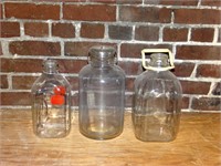 Three Vintage Glass Jars
