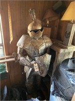 Metal Knight statue old 7' tall