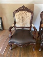 Custom made Leather chairs w/ cow hide backs