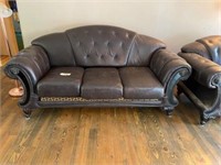 High end leather couch with hide-a-bed 7'