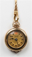 Antique 14K Yellow Gold Pocket Watch W/ Fob Chain