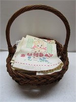 Baskets with Vintage Days of the week Dish Towels