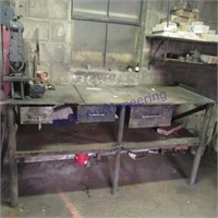 Metal work table, 28 x 72, w/ hand punch,