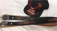 Pair of Harley Davidson Leather Belts & Baseball