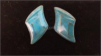 Pair of Turquoise & Sterling Silver Pierced