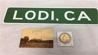 Lodi CA Centennial Coin,  Vintage Post Card &