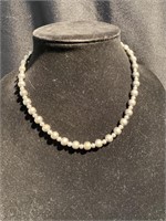 Silver beaded necklace marked 925