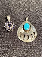 Pendant with turquoise stone and one with