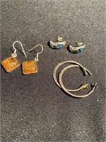 Three pair of earrings marked 925 silver