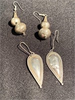 Two pair of silver earrings