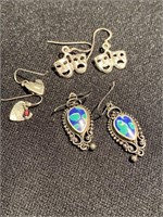 Three sets of earrings marked 925 silver