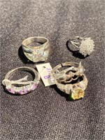 Sterling silver rings with colored stones