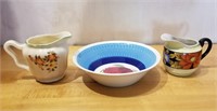 Vintage Made In Japan Two Creamers & One Bowl