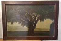 Very Large Antique Framed Painting On Board