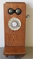 Vintage Rotary Dial Phone In Wood Wall Mount