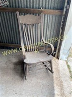 Antique press back wood rocker