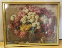 Beautiful Mid Century Floral Print Approx 12" x15"