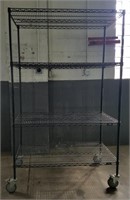 Four tier wire mesh rolling rack/cart