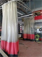 Wash bay curtains and metal casters