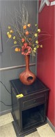 Wood rustic side table w/ vase