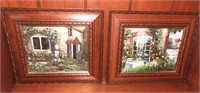 (2) oil on wood painting of outdoor scene by