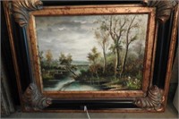 Oil on canvas painting of River scene by HODGZS